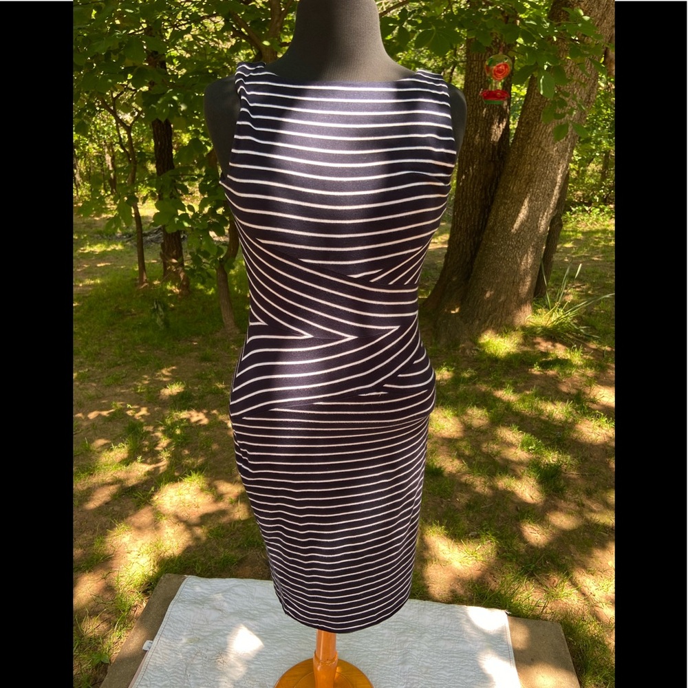 Bailey 44 Dark Navy and White stretchy dress